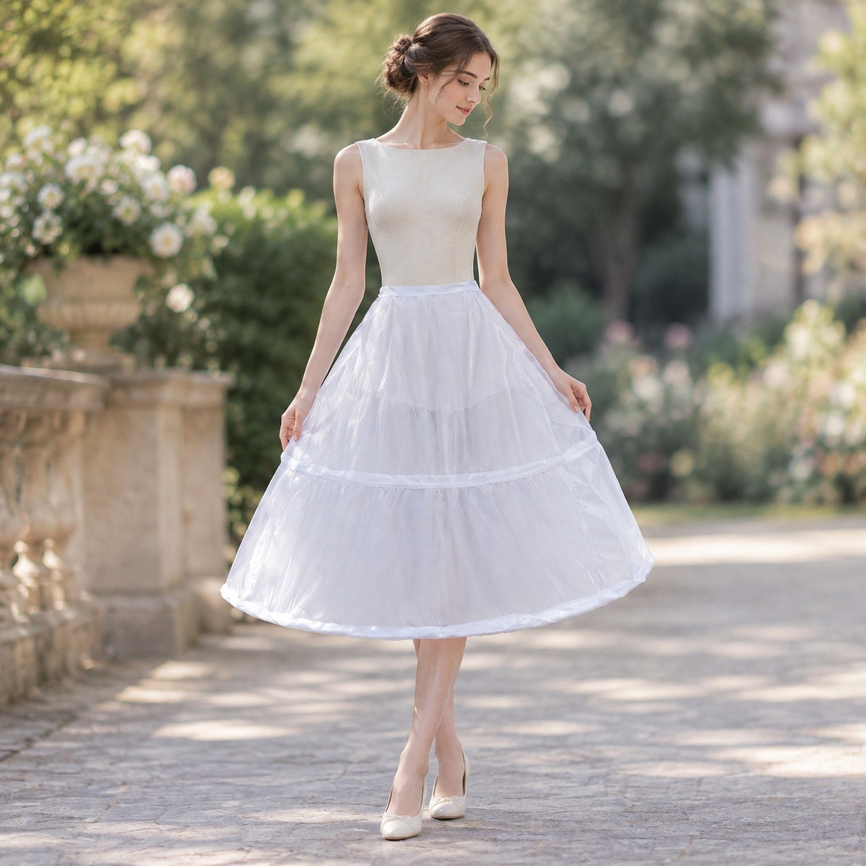 Midi Dress - فستان طويل من التول بتصميم كاجوال،
