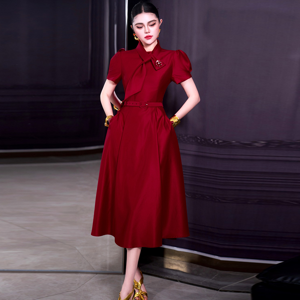 Women'S Red Formal Wear - فستان نسائي أحمر من ZJYT، موضة