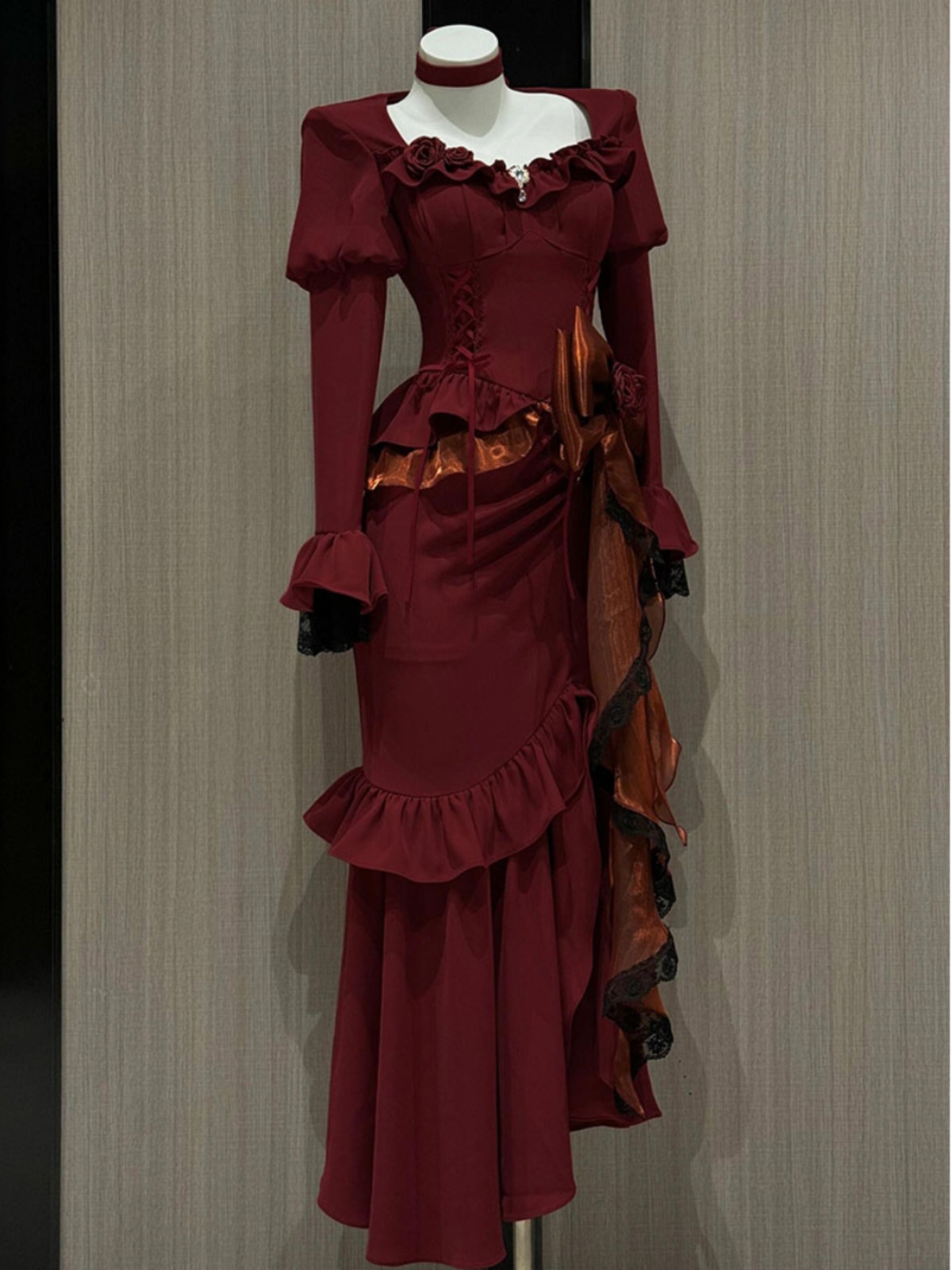 Women'S Red Formal Wear - فستان ربيعي أحمر عتيق للنساء من