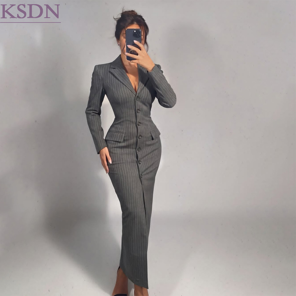 Formal Skirt - فستان نسائي طويل بقصة ميدي، بياقة