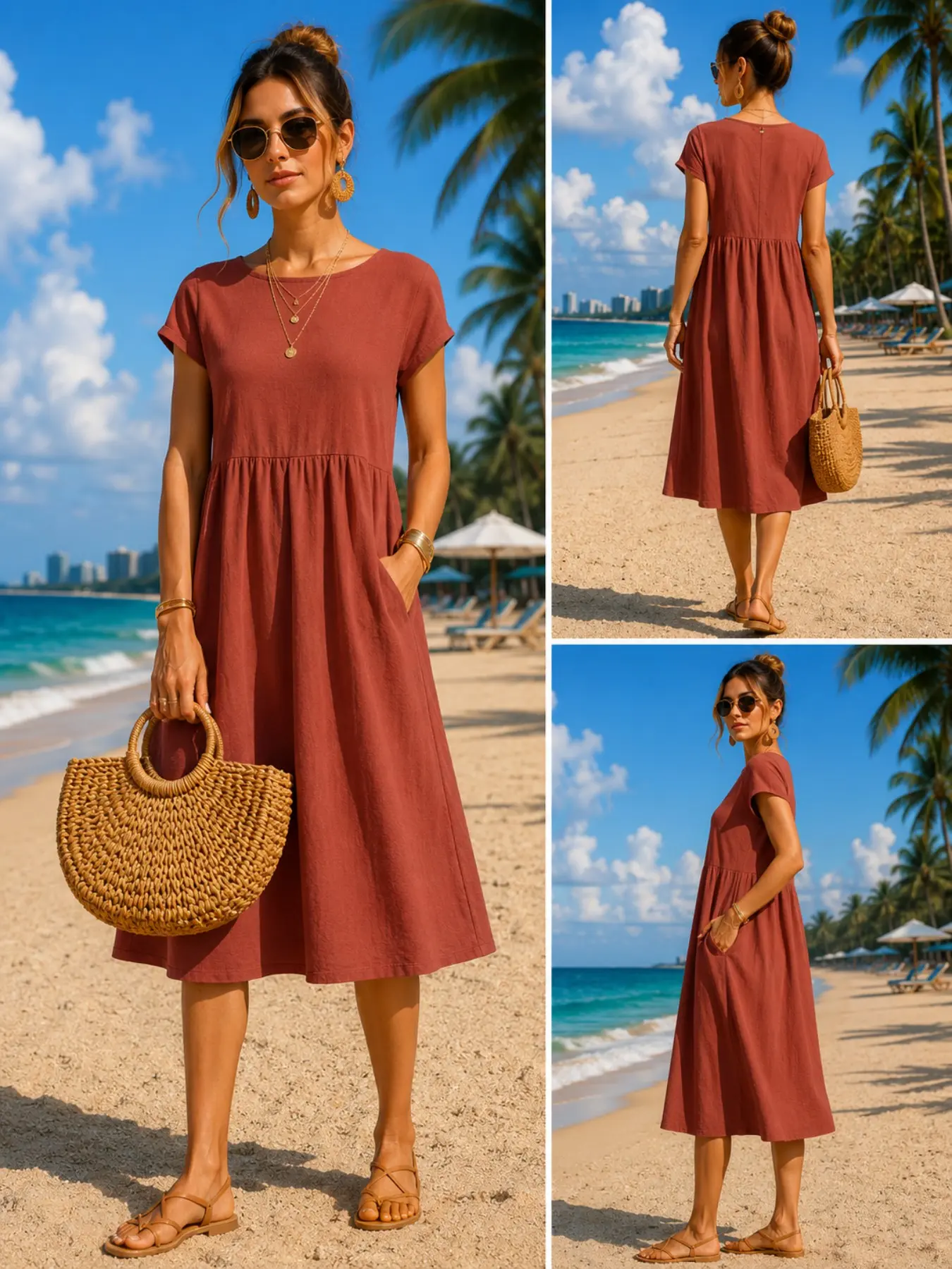 فستان نسائي كاجوال متوسط الطول - مراجعة Midi Dress وسعره