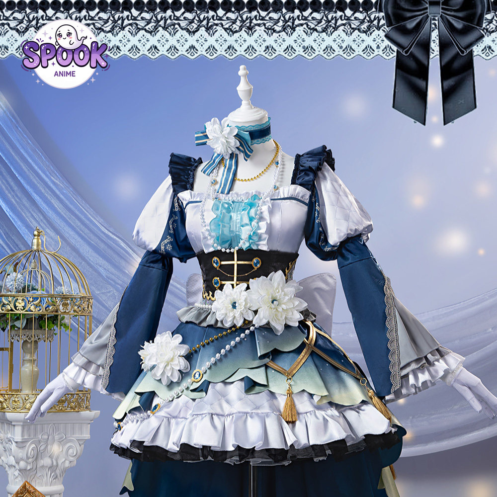 فستان لوليتا أزرق وأبيض، زي تن - مراجعة Evening Gown وسعره